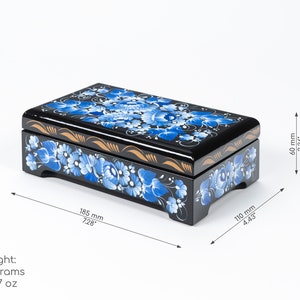 Ukrainian Large Jewelry Box, Hand Painted Lacquer Box, Handmade Unique Trinket Decorative Box Casket, Petrykivka Gift Ukraine Shop, S022 image 9