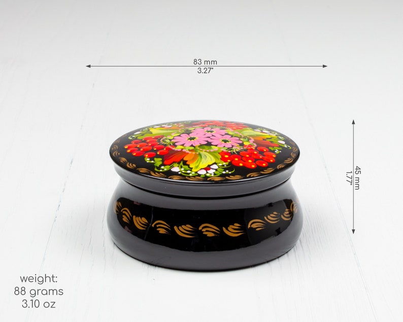 Handmade Ukrainian Lacquer Box • Petrykivka Floral Jewelry Box • S171 image 9
