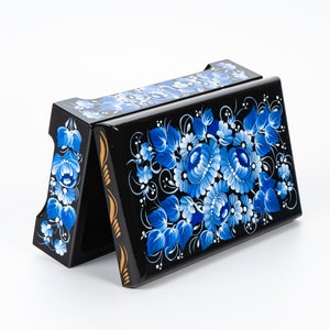 Ukrainian Large Jewelry Box, Hand Painted Lacquer Box, Handmade Unique Trinket Decorative Box Casket, Petrykivka Gift Ukraine Shop, S022 image 8