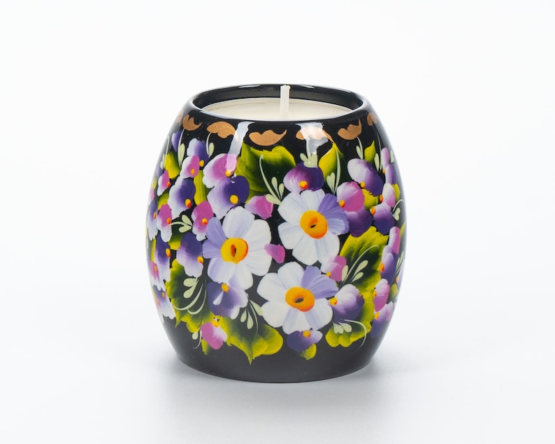 Ukrainian Hand Painted Tea Light Candle Holder, Tealight Christmas Candle Holder, Candlestick Holder, Petrykivka Gift Ukraine Seller, S072 image 6