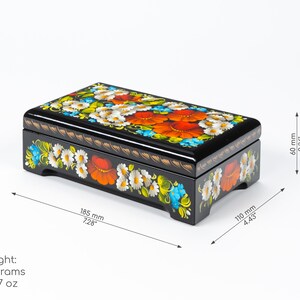 Hand Painted Floral Lacquer Box, Ukrainian Petrykivka Art image 9