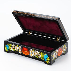 Hand Painted Floral Lacquer Box, Ukrainian Petrykivka Art image 4