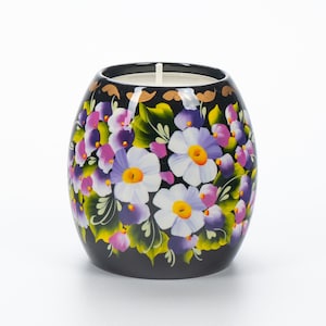 Ukrainian Hand Painted Tea Light Candle Holder, Tealight Christmas Candle Holder, Candlestick Holder, Petrykivka Gift Ukraine Seller, S072 image 2