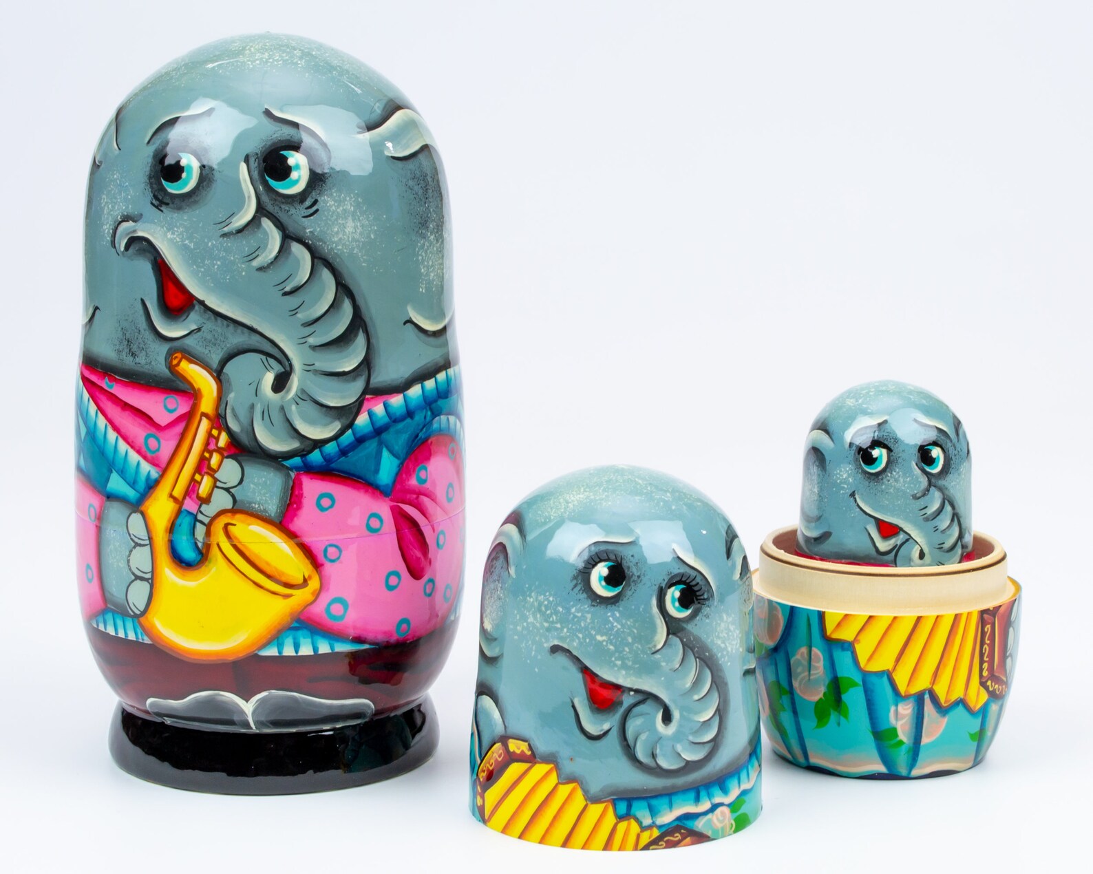 Elephant Animal Nesting Dolls For Kids 4psc 13cm/5 Etsy