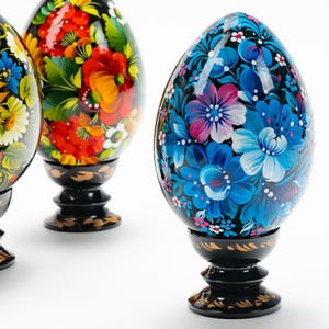 Ukrainian Easter Decor Egg • Made in Ukraine Petrykivka Pysanky • Hand Painted Decorative Wooden Egg • Handmade Gift Shop • S211