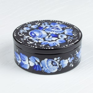 Ukrainian Small Decorative Box, Hand Painted Jewelry Box, Trinket Ring Box, Unique Handmade Lacquer Box Petrykivka Gift Ukraine Shop, S022 image 5