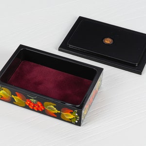 Ukrainian Hand Painted Decorative Box, Unique Lacquer Box, Handmade Rectangular Trinket Jewelry Casket, Petrykivka Gift Ukraine Shop, S171 image 6