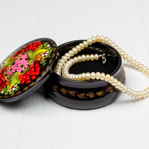 Handmade Ukrainian Lacquer Box • Petrykivka Floral Jewelry Box • S171 image 8