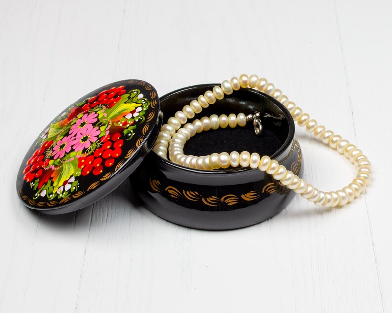 Trinket Ring Box Unique Decorative Box Small Lacquer Box Ukrainian Gift Petrykivka S171 Hand Painted Jewelry Box Handmade Wedding Favor