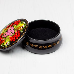 Handmade Ukrainian Lacquer Box • Petrykivka Floral Jewelry Box • S171 image 7