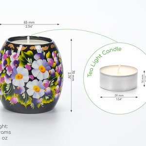 Ukrainian Hand Painted Tea Light Candle Holder, Tealight Christmas Candle Holder, Candlestick Holder, Petrykivka Gift Ukraine Seller, S072 image 9