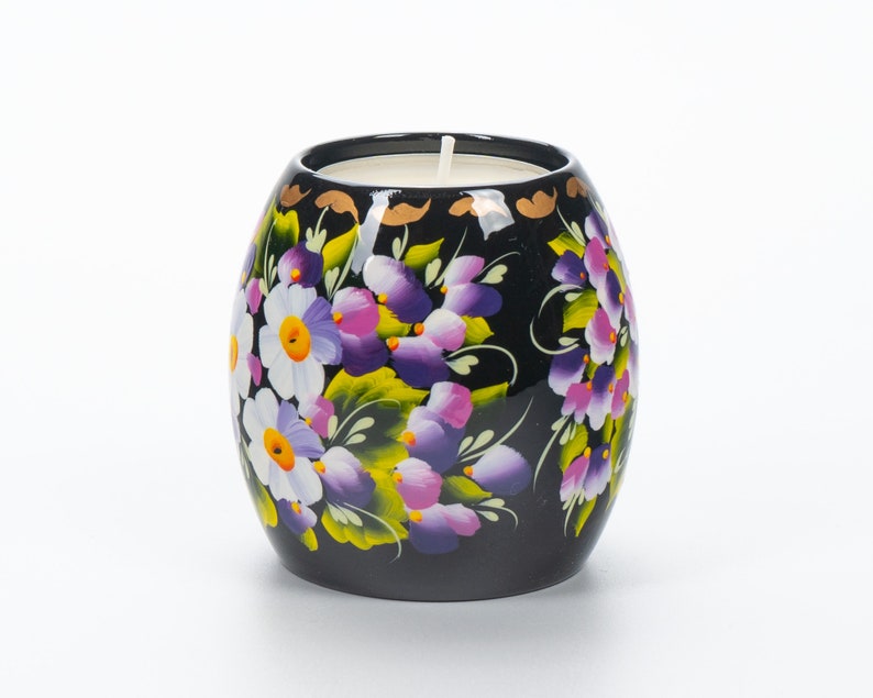 Ukrainian Hand Painted Tea Light Candle Holder, Tealight Christmas Candle Holder, Candlestick Holder, Petrykivka Gift Ukraine Seller, S072 image 7