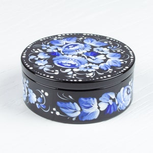 Ukrainian Small Decorative Box, Hand Painted Jewelry Box, Trinket Ring Box, Unique Handmade Lacquer Box Petrykivka Gift Ukraine Shop, S022 image 4