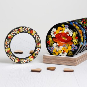 Miroir de maquillage ukrainien, miroir de poche compact et unique pour bijoux de fleurs faites main, petit miroir cosmétique de sac à main, boutique de cadeaux Petrykivka, S131