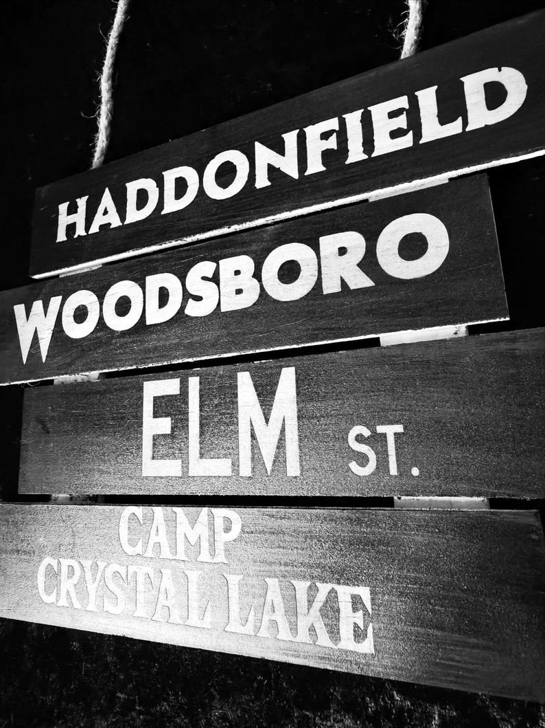 Haddonfield Lettering Horror Movie Street Directions Wall Sign Gothic Alternative Display ...