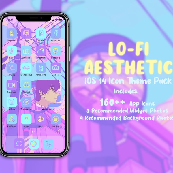 Lo-Fi Aesthetic Candy Pop Color iOS 14 Covers | Purple Cyan Pink Yellow Rainbow | Neon Icon | Theme Pack | App Icons | Widgets | Home Screen