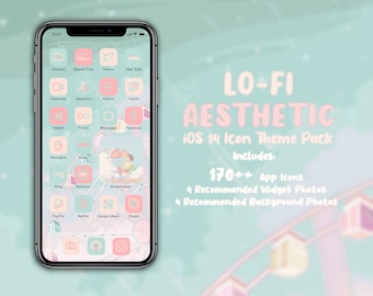 Lo-Fi Aesthetic Sweet Pastel iOS 14 Covers | Pink Tosca Cream Rainbow | Neon Icon | Theme Pack | App Icons | Widgets | Home Screen | Ghibli