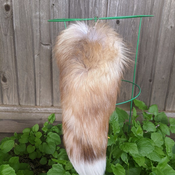 Real Crystal Fox Fur Tail With Hand Riveted Keychain