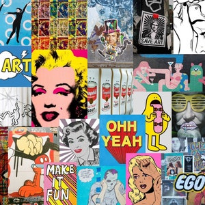 Pop Art Wall Collage Kit • 82 High Resolution Photos • Dorm Room DIY