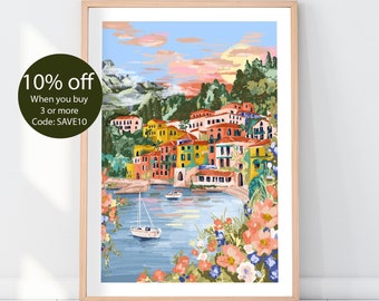 LAKE COMO Travel Print | Italy Poster | Varenna Illustration  | Travel Gift | Wall Decor | Fine Art Print | Italian Lakes