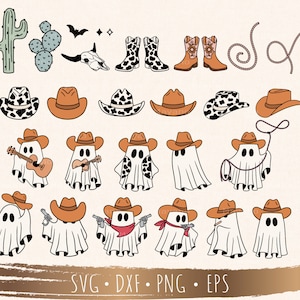 Simpatico fantasma cowboy SVG Bundle, Boo svg, Halloween svg, File per Cricut, silhouette, Download istantaneo