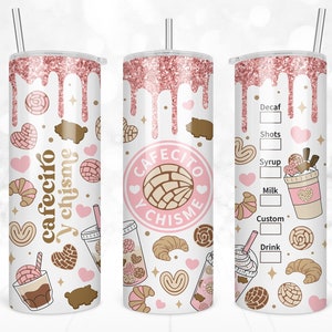 20oz Skinny Tumbler Cafecito Y Chisme Sublimation Designs For Straight Tapered tumbler PNG File Digital Download