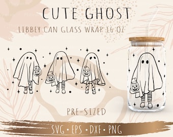 Cute ghost SVG, Halloween svg, DIY for Libbey Can Shaped Beer Glass 16oz, Cut file for Cricut and Silhouette, Digital download
