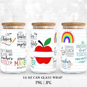 Teach Love Inspire Add Your Own Name Text PNG, DIY for 16 oz Libbey Glass Can Tumbler, PNG Sublimation Designs Digital Download