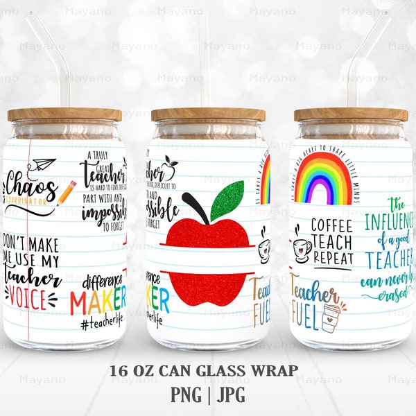 Teach Love Inspire Add Your Own Name Text PNG, DIY for 16 oz Libbey Glass Can Tumbler, PNG Sublimation Designs Digital Download