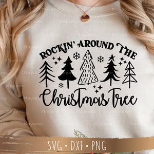 Rockin' around the Christmas Tree SVG, Weihnachten lustige SVG, Design für Cricut, Silhouette, PNG Sublimation, digitaler Download