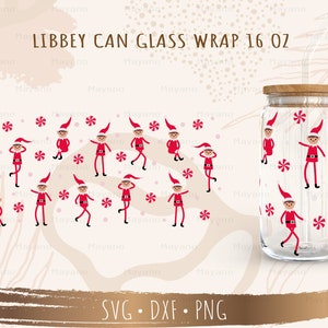 Christmas Elf SVG, DIY for Libbey Can Shaped Beer Glass 16oz, Cut file for Cricut, Digital download