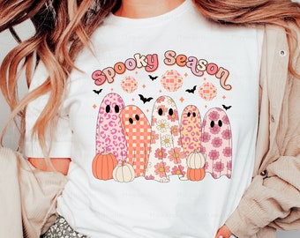 Spooky Season PNG, Cute ghost, Floral ghost, Halloween PNG File for Sublimation Or Print Digital Download
