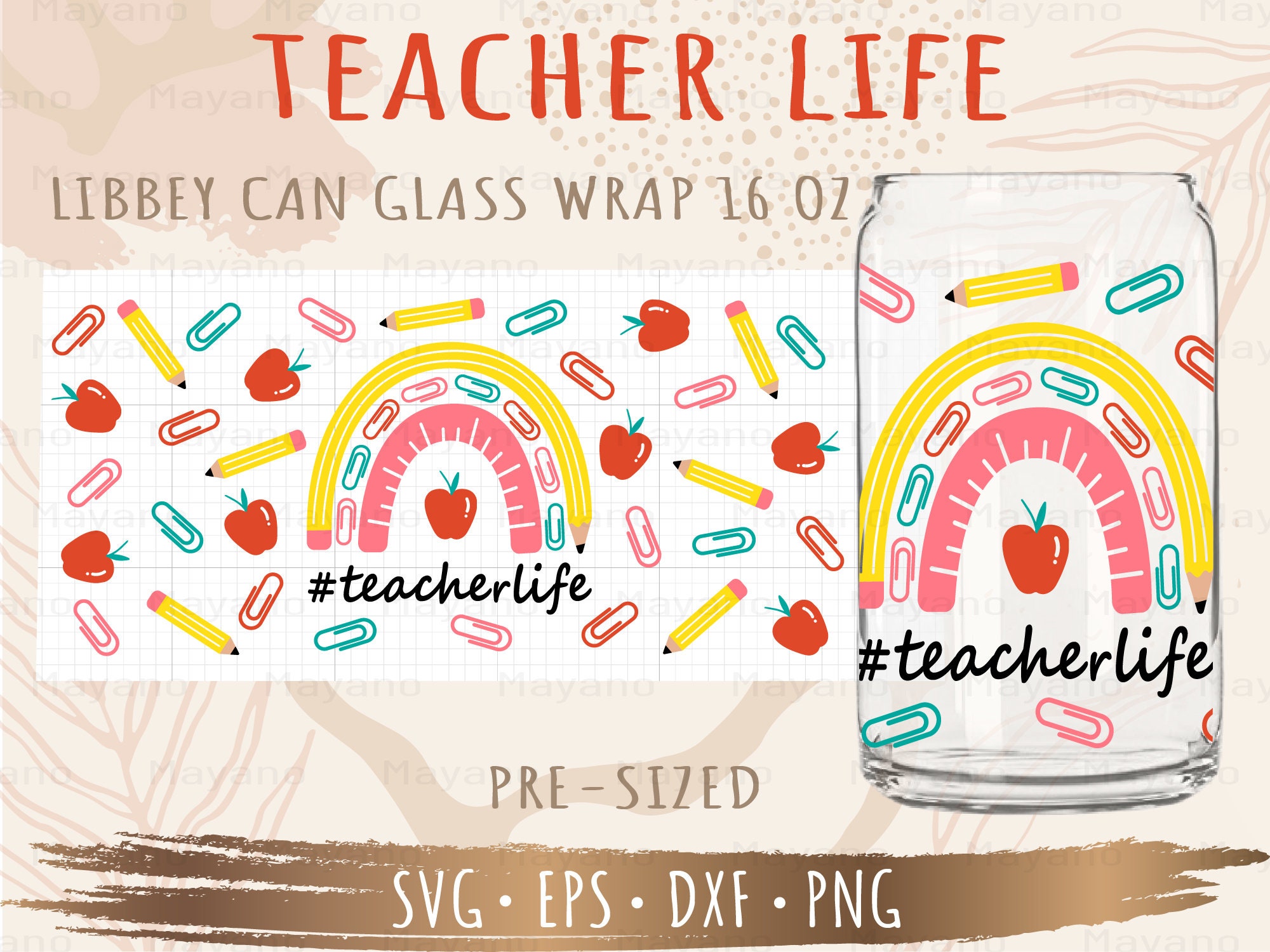 Teacher Life Libbey Can Glass Wrap Svg, DIY for Libbey Can Shaped Beer ...