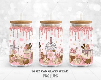Cafecito Y Chisme PNG , DIY for 16 oz Libbey Glass Can Tumbler, PNG Sublimation Designs Digital Download