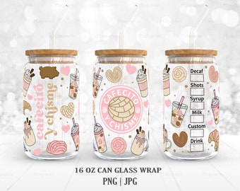 Cafecito Y Chisme PNG , DIY for 16 oz Libbey Glass Can Tumbler, PNG Sublimation Designs Digital Download
