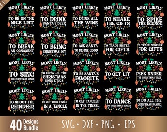 Le plus susceptible de, famille Noël SVG PNG Christmas Bundle 40 Designs Fichiers de découpe pour Cricut, silhouette, PNG Sublimation, Téléchargement numérique