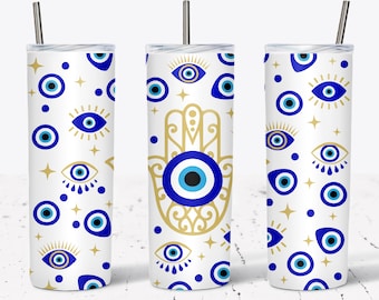 20oz Skinny Tumbler Evil Eye Sublimation Designs For Straight Tapered tumbler PNG File Digital Download