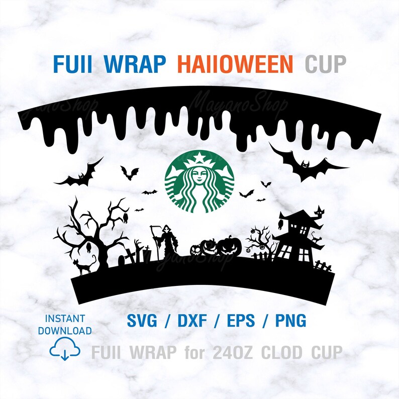 Download Full Wrap Halloween Starbucks Cup SVG DIY Venti pour ...