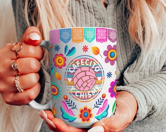 Cafecito Y Chisme 15oz Taza de café PNG, Concha Pan PNG, Diseño de sublimación, Descarga digital