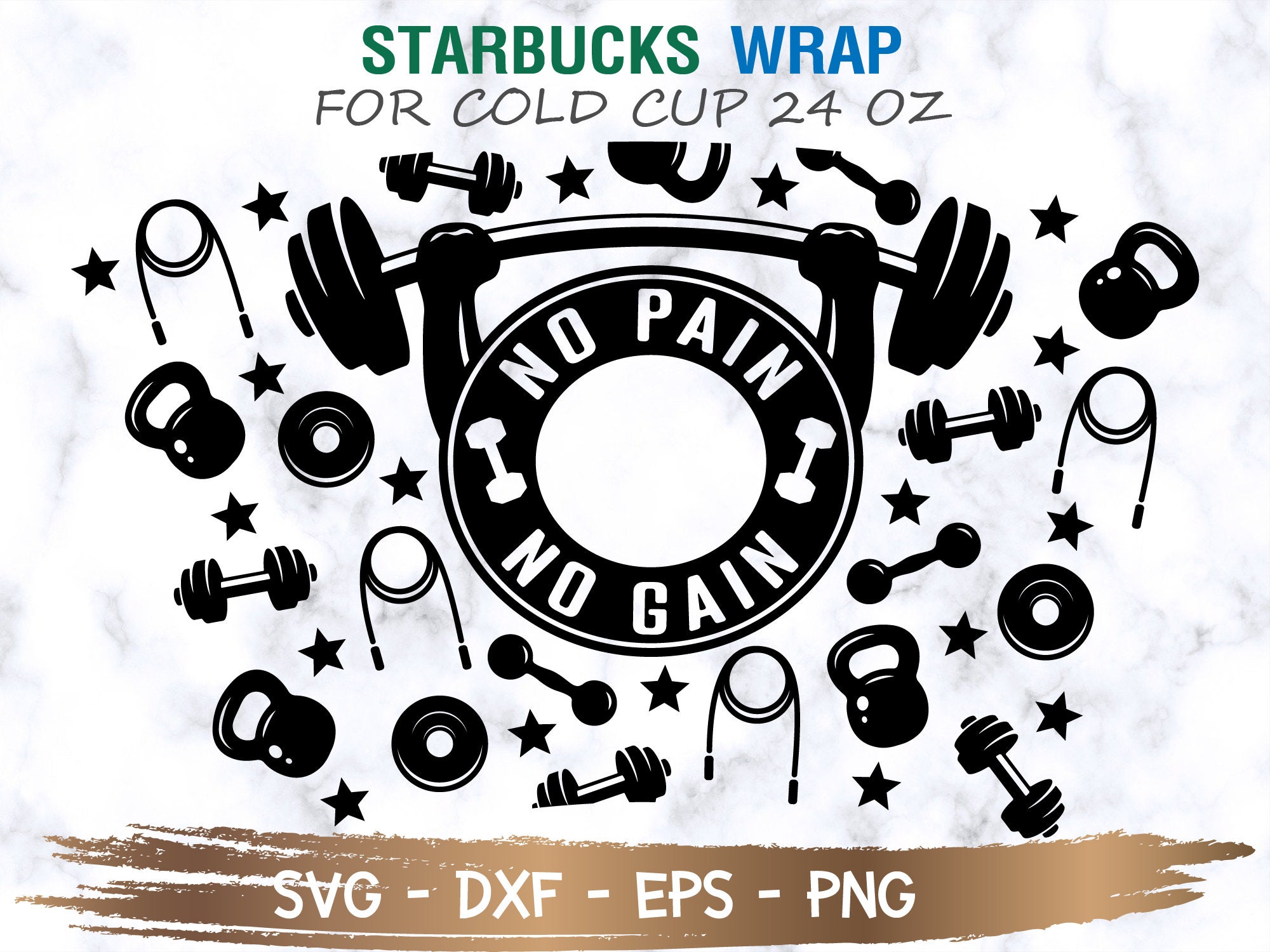 No Pain No Gain Starbucks Cold Cup Wrap 24oz