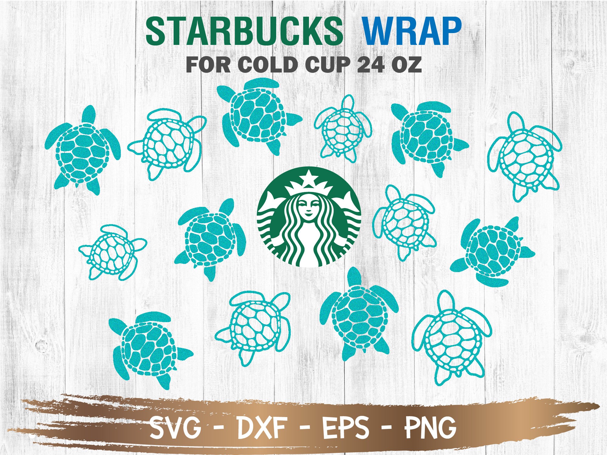 Full Wrap Turtle Starbucks Cup SVG Sea Turtle svg Venti Cold Etsy