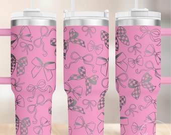 40oz Tumbler Coquette Bows Wrap SVG, Pretty Bows - Perfect for Laser Engraving & Full Wrap, Digital Download