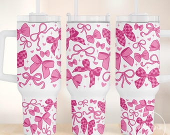 Pink Coquette Bows 40 oz tumbler PNG, Pretty Bows, Sublimation Designs, Digital Download