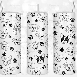 20oz Skinny Tumbler Dog Breed Sublimation Designs For Straight Tapered tumbler PNG File Digital Download
