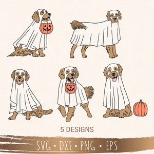 Сute ghost golden retriever dog svg, Boo svg, Halloween svg, Files for Cricut, silhueta, sublimação, download digital