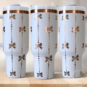 40 Unzen Tumbler Wrap SVG - Coquette Ribbon Bögen Design, Full Wrap für Lasergravur | Hübscher Bogen Digital Download