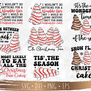 Christmas tree cake SVG PNG, Christmas funny Bundle 8 Designs, Cutting Files for Cricut, silhouette, PNG Sublimation, Digital Download