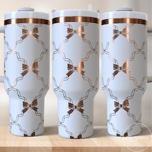 40 Unzen Tumbler Coquette Bögen Muster Wrap SVG, hübsche Bögen - Perfekt für Lasergravur & Full Wrap, digitaler Download