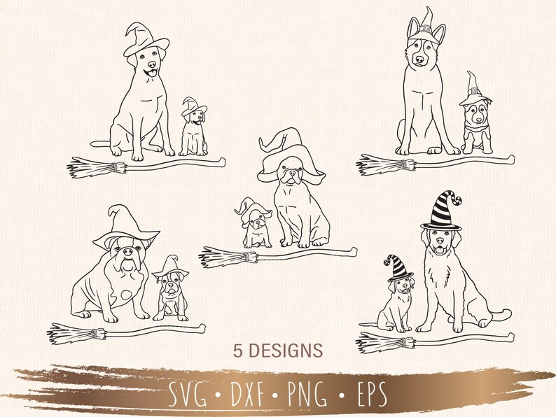 Dog Witch SVG Bundle 5 Designs, Halloween Svg, Files for Cricut ...