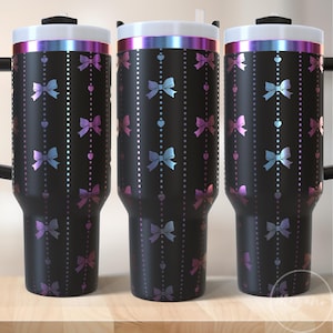 40 Unzen Tumbler Wrap SVG - Kokette Bögen und Herzen Design | Niedliches Full Wrap für Lasergravur, Cricut, Sublimation | Digitaler Download